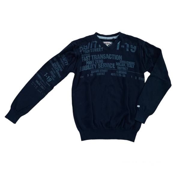 Men’s POINT ZERO striped v-neck long-sleeve sweater / Size S - Picture 1 of 3